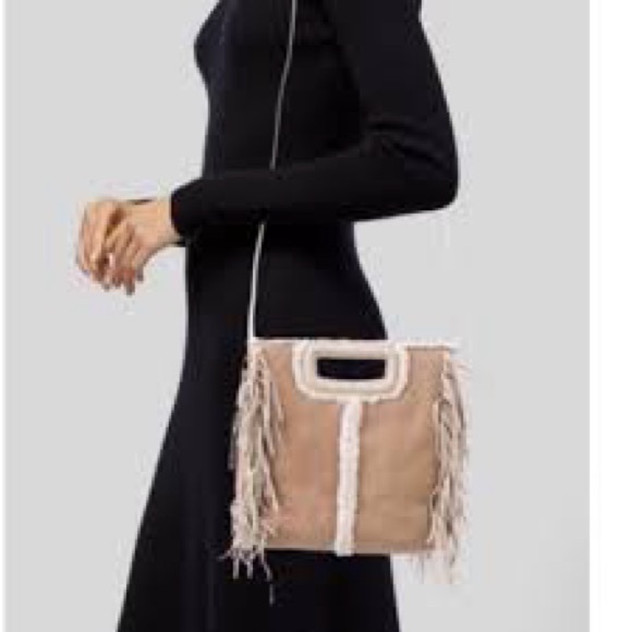 Maje Handbags - New MAJE NWT SHEEPSKIN SHERPAFRINGE CROSSBODY HANDBAG, NUDE/ NATURAL bag